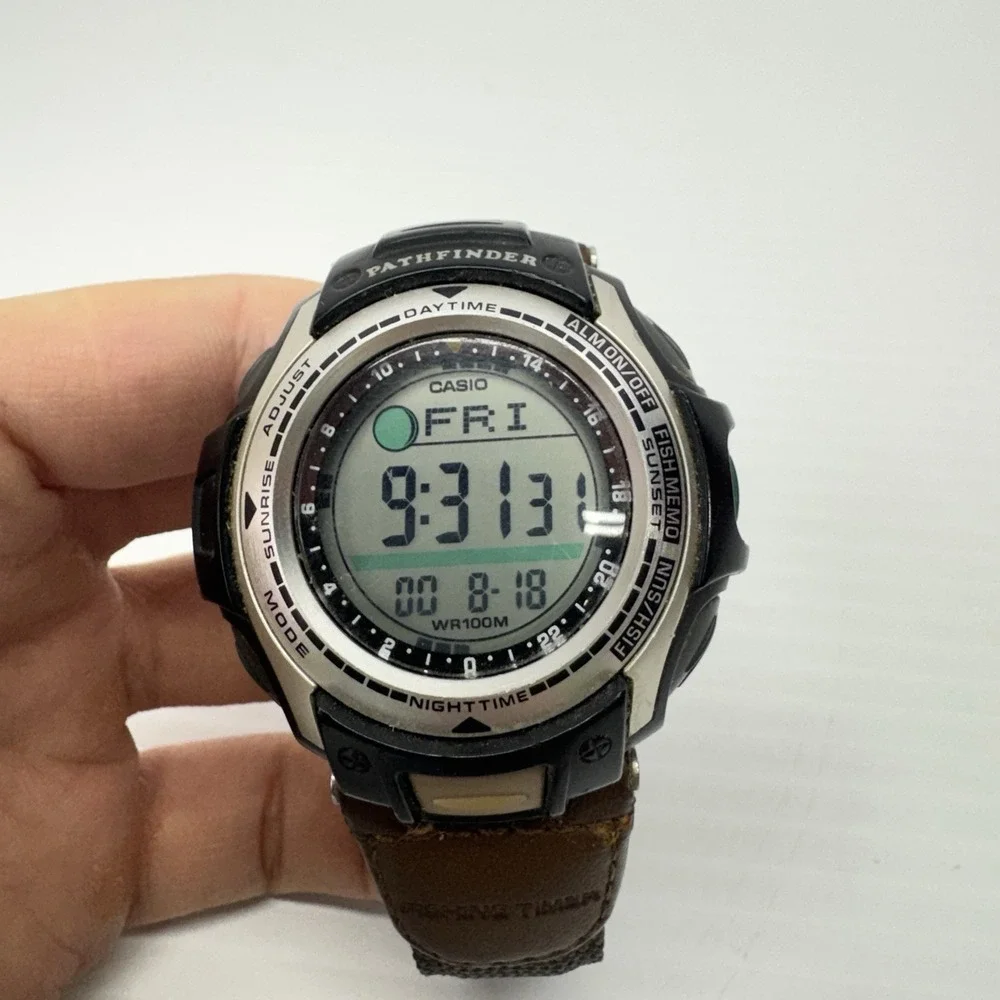 Vintage Casio Pathfinder PAS-400B Fishing Timer Watch 2632 WR100M NEW BATTERY